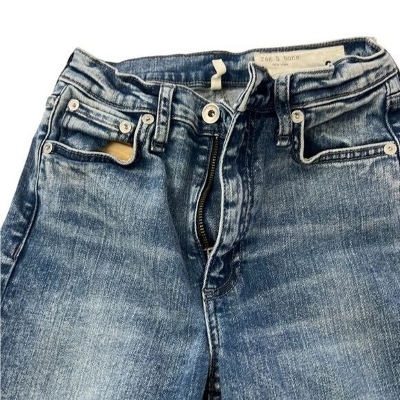 Rag & Bone Denim Jeans Nina High Rise Ankle Flare Pearl 24 Medium Wash Raw Hem - Picture 10 of 14